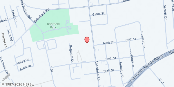 Map showing Hispanic Resource Center at 631 Aberdeen Road, Hampton, VA