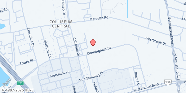 Map showing Immaculate Conception Catholic Church at 2150 Cunningham Drive, Hampton, VA