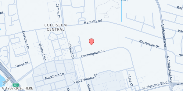 Map showing Immaculate Conception Catholic Church (ICC) at 2150 Cunningham Dr., Hampton, VA