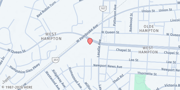Map showing LGBT Life Center at 20 Settlers Landing Road, Hampton, VA