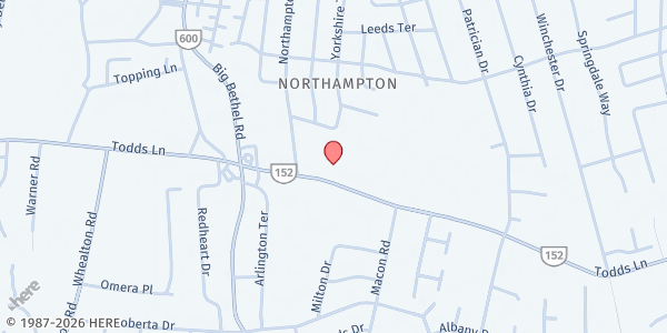Map showing Northampton Christian Church at 1409 Todds Lane, Hampton, VA