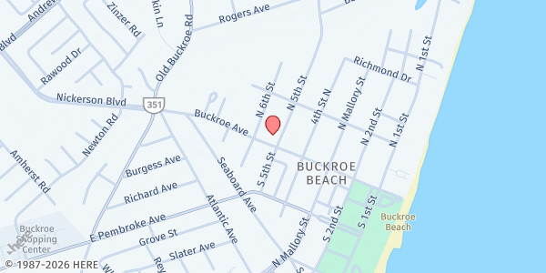 Map showing Saint Joseph Catholic Church at 512 Buckroe Avenue, Hampton, VA
