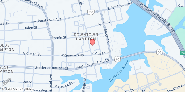 Map showing SAME at Hampton Baptist Church at 40 Kings Way, Hampton, VA