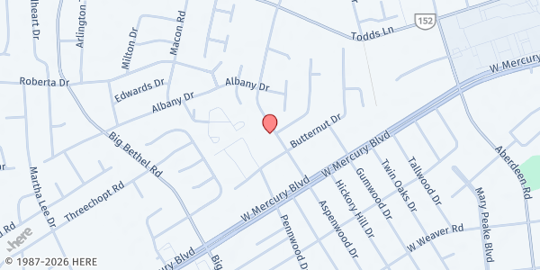 Map showing Sixth Mount Zion Baptist Temple at 3100 Butternut Drive, Hampton, VA