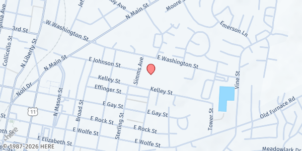 Map showing Arc of Harrisonburg/Rockingham - Lucy F. Simms Continuing Education Center at 620 Simms Ave, Harrisonburg, VA
