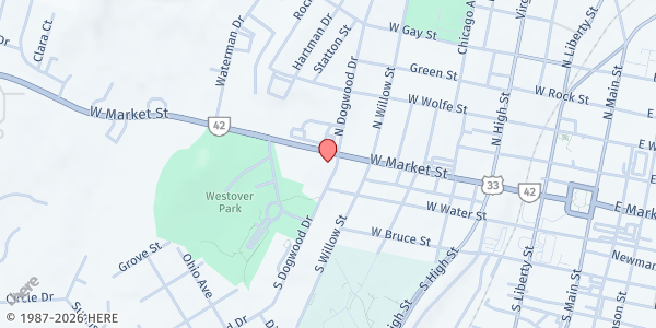 Map showing Harrisonburg Seven Day Adventist at 609 West Market Street, Harrisonburg, VA