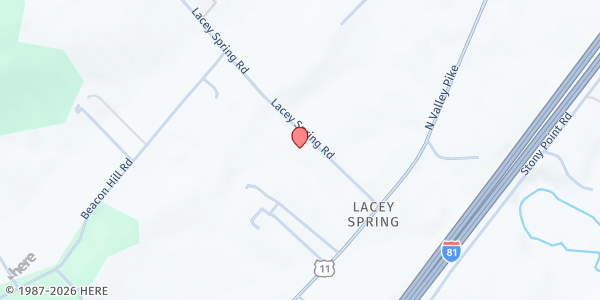Map showing Lacey Spring Food Pantry at Grace Mennonite Fellowship at 209 Lacey Springs Rd., Harrisonburg, VA