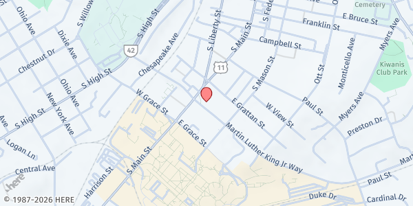 Map showing The Corner Cupboard Pantry at Emmanuel Episcopal Church at 660 South Main Street, Harrisonburg, VA