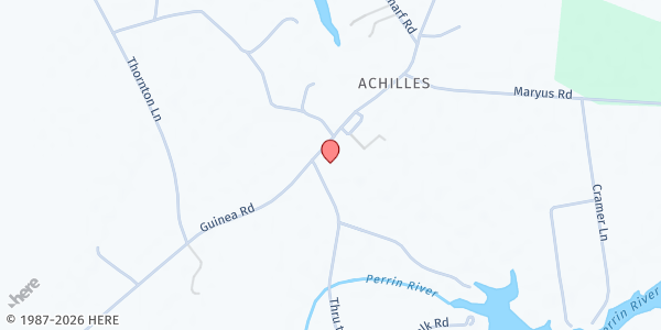 Map showing Union Baptist Church at 9254 Guinea Road, Hayes, VA