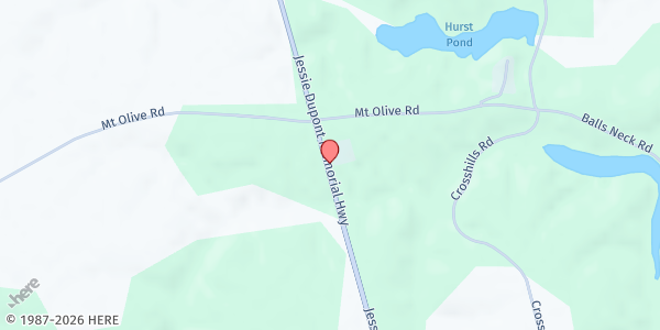 Map showing Mount Olive Baptist Church Food Pantry at 6749 Jessie DuPont Hwy., Heathsville, VA