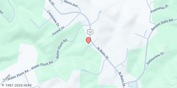 Map showing Hillsville Church of God at 1550 N Main St, Hillsville, VA