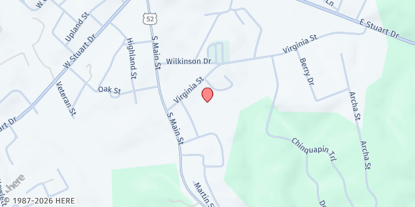 Map showing Hillsville Pentecostal Holiness Church at 203 Virginia St, Hillsville, VA