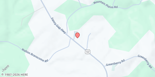 Map showing Mountain Plains United Methodist at 4589 Fancy Gap Hwy, Hillsville, VA