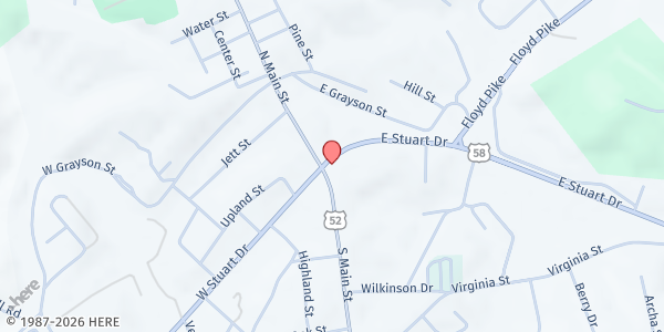 Map showing Recreate Church at 105 E Stuart Dr, Hillsville, VA