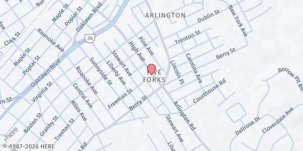 Map showing Beacon Hill Church (Hopewell Elks Lodge) at 2609 Freeman Street, Hopewell, VA