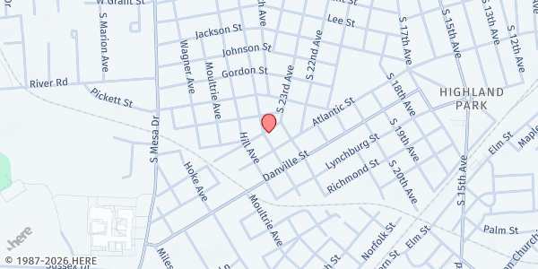 Map showing City Point Restoration Food Pantry at 2308 Bluefield Street, Hopewell, VA