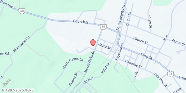 Map showing St. Luke Church of God in Christ at 95 Arvin Street, Keysville, VA