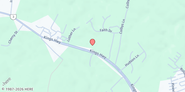 Map showing King George Department of Social Services at 10069 Kings Hwy, King George, VA