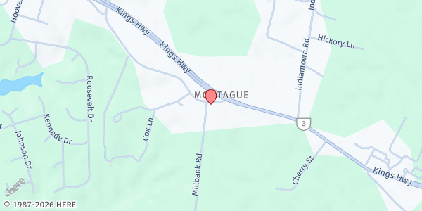 Map showing St. Anthony of Padua Catholic Church at 10299 Millbank Rd, King George, VA