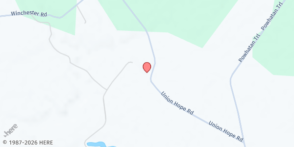 Map showing Union Hope Baptist Church Food Pantry at 571 Union Hope Rd., King William, VA