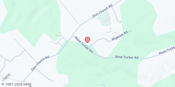 Map showing Zion Baptist Church-Tuckerhill at 1116 Rose Tucker Road, Kinsale, VA