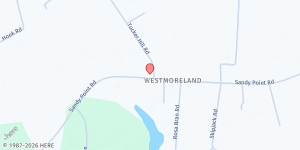 Map showing Zion Baptist Church (Tuckerhill) at 15 Tuckerhill Rd, Kinsale, VA