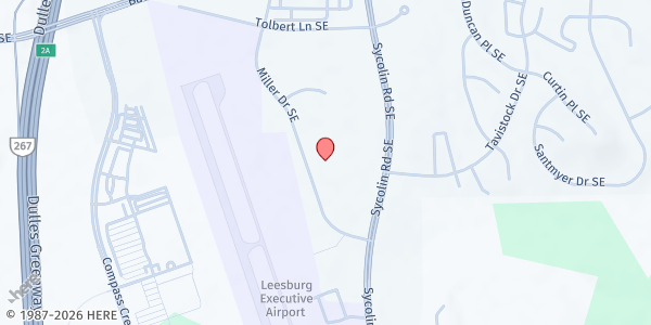 Map showing Loudoun Hunger Main Office at 750 Miller Drive Southeast, Leesburg, VA