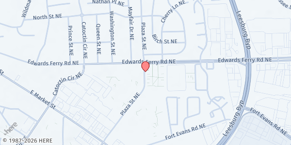 Map showing Mobile Hope - The Fields Apartments Mobile Food Distribution at 75 Plaza Street, Leesburg, VA