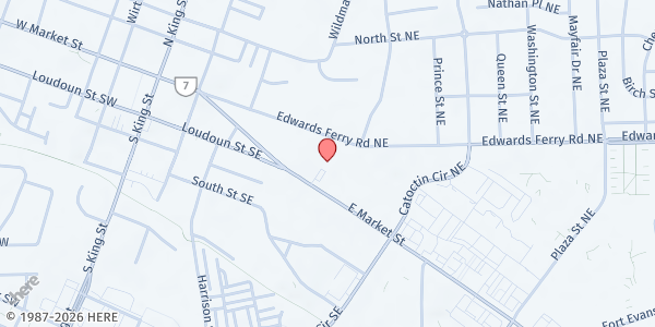 Map showing Tree of Life Ministries at 316 E. Market St., Leesburg, VA