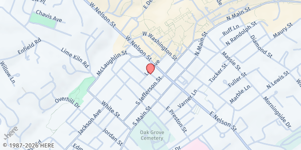 Map showing Campus Kitchen At Washington And Lee at 106 Lee Ave, Lexington, VA