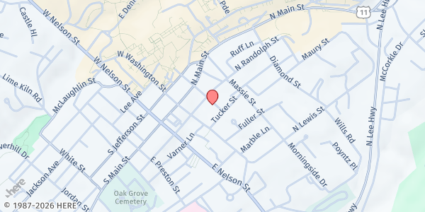 Map showing Rockbridge Feeds at 109 E Henry St, Lexington, VA