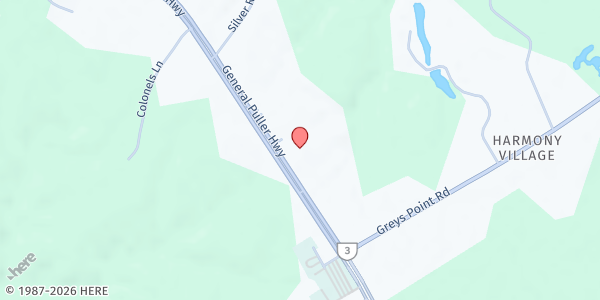 Map showing Hands Across Middlesex Food Pantry at 7485 General Puller Hwy, Locust Hill, VA