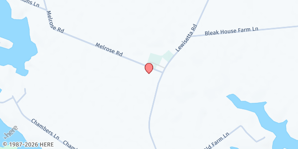 Map showing Melrose Methodist Church at 33 Melrose Road, Lottsburg, VA