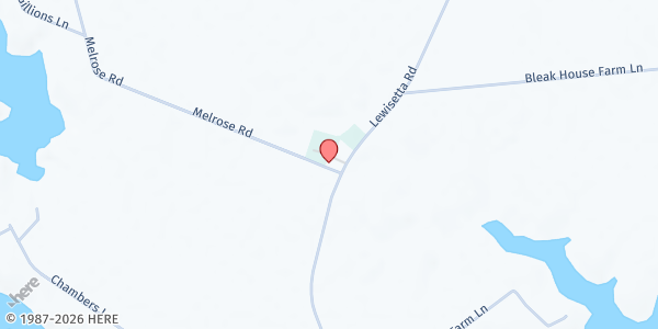 Map showing Melrose U.M.C. Food Pantry - Memorial Hall at 1317 Lewisetta Road, Lottsburg, VA