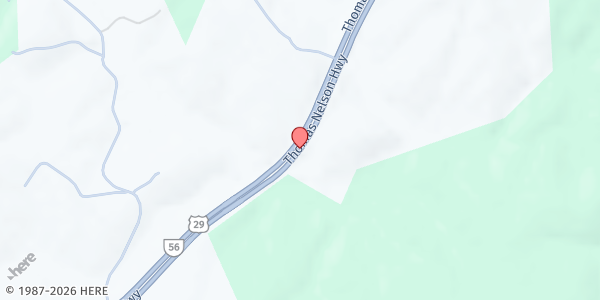 Map showing Heritage Center Food Pantry at 1653 Thomas Nelson Highway, Lovingston, VA