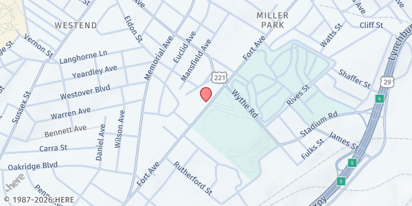 Map showing Love & Truth Community Church at 3135 Fort Ave., Lynchburg City, VA