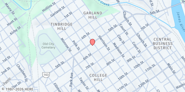 Map showing Community Access Network at 800 5th Street, Lynchburg, VA