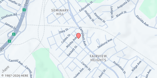 Map showing Fairview Christian Church at 2701 Campbell Avenue, Lynchburg, VA