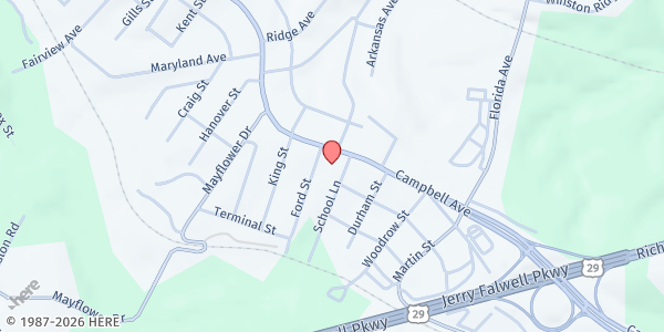 Map showing Fairview Heights Center at 3621 Campbell Avenue, Lynchburg, VA