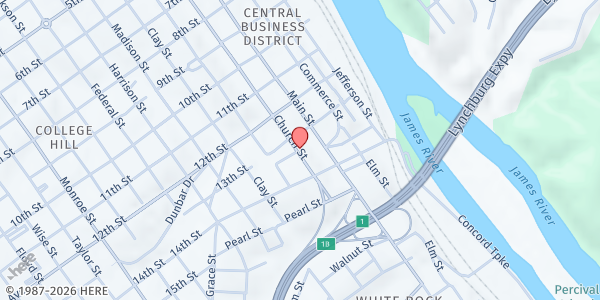 Map showing FARRR Foundation @ The Lighthouse Community Center at 1310 Church Street, Lynchburg, VA