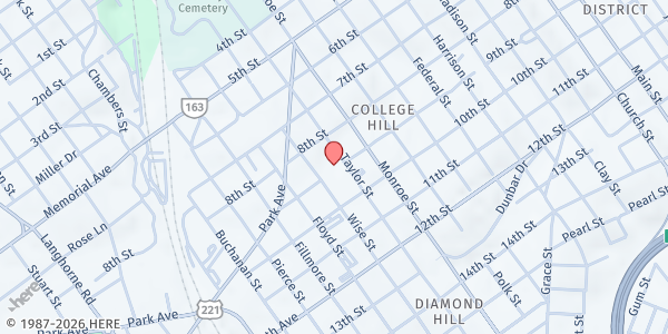 Map showing Living Word Ministries at 825 Taylor Street, Lynchburg, VA
