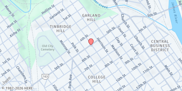 Map showing Madison House of the Arts at 607 Madison Street, Lynchburg, VA