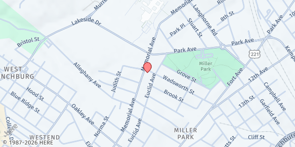 Map showing Park View Community Missions at 2420 Memorial Ave., Lynchburg, VA