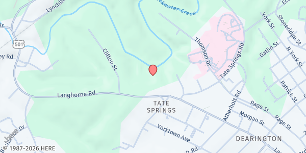 Map showing Red Truck at Jefferson House at 1818 Langhorne Square, Lynchburg, VA