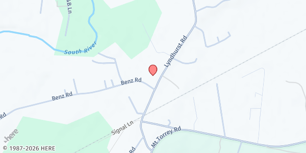 Map showing Lyndhurst United Methodist Church (UMC) at 2835 Lyndhurst Rd., Lyndhurst, VA