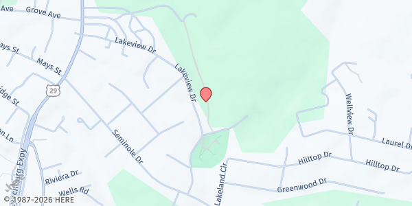 Map showing Grace Baptist Church - Grace's Cupboard at 337 Lakeview Drive, Madison Heights, VA