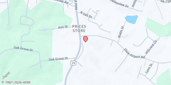 Map showing Monacan Indian Nation Food Pantry at 111 Highview Drive, Madison Heights, VA