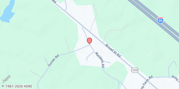 Map showing Harvest Food Pantry at 2850 Maidens Road, Maidens, VA
