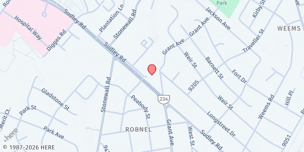 Map showing St. Thomas United Methodist Church at 8899 Sudley Rd, Manassas, VA