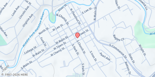 Map showing First UMC / Marion at 115 S. Church St, Marion, VA